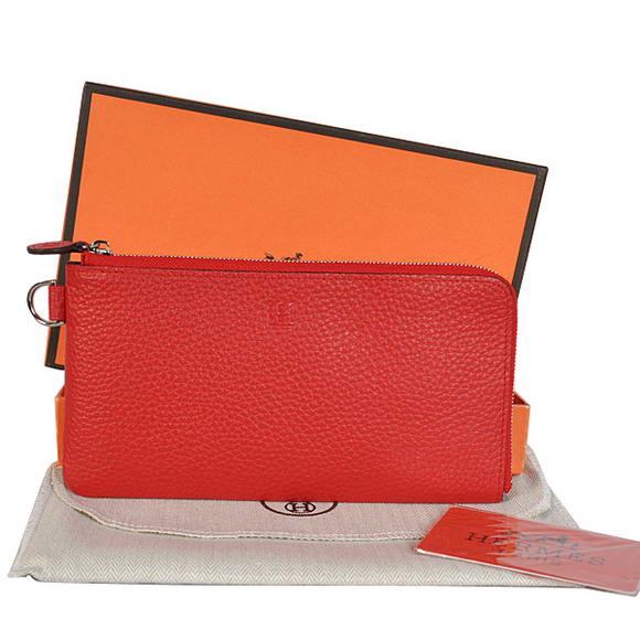 1:1 Quality Hermes Zipper Cards Wallet Togo Leather A908 Red Replica - Click Image to Close